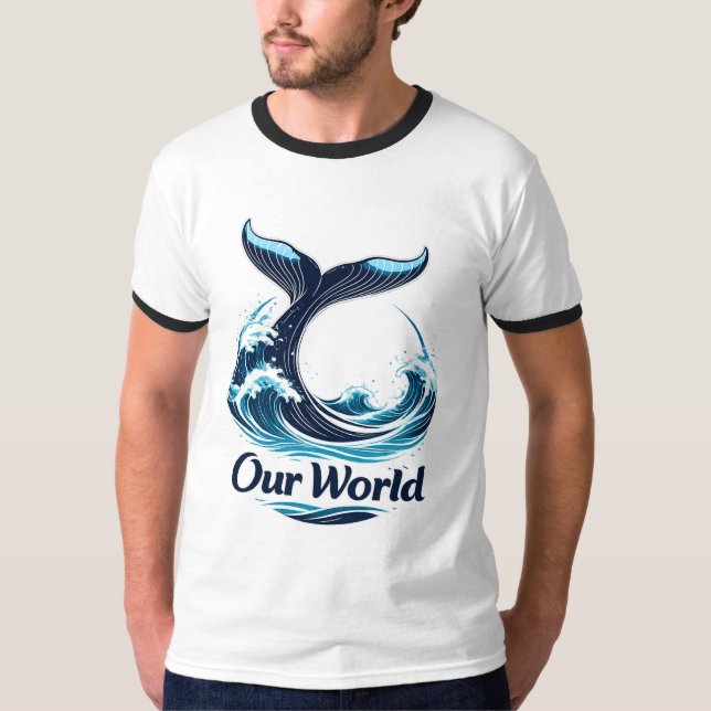 Our World Whale Tail Ocean Conservation T Shirt (Framsida)