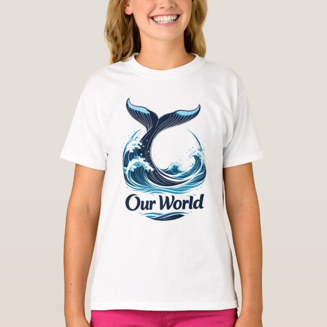 Our World Whale Tail Ocean Conservation T Shirt (Framsida)