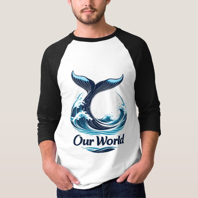 Our World Whale Tail Ocean Conservation T Shirt (Framsida)