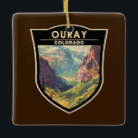 Ouray Colorado Travel Art Vintage Julgransprydnad Keramik<br><div class="desc">Ouray i en vektorkonst stil. Ouray,  Colorado,  som också är känt som Schweiz,  är en av de mest underskattade ställe i Colorado.</div>