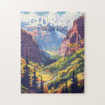 Ouray Colorado Travel Art Vintage Pussel<br><div class="desc">Ouray i en vektorkonst stil. Ouray,  Colorado,  som också är känt som Schweiz,  är en av de mest underskattade ställe i Colorado.</div>