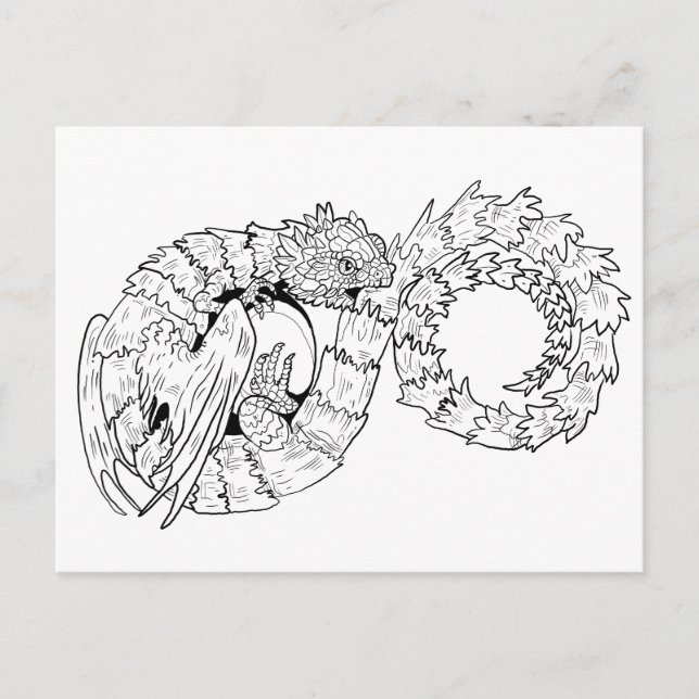 Ourboros Eternity Dragon Coloring Vykort (Framsida)