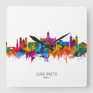 Ouro Preto Brasilien Siluett Fyrkantig Klocka