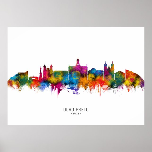 Ouro Preto Brasilien Siluett Poster (Framsidan)