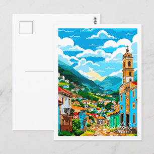 Ouro Preto Brasilien vintage resor illustration Vykort