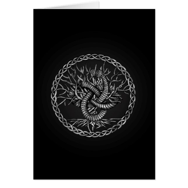 Ouroboros Celtic Knot med Livets träd Hälsningskort (Framsidan)