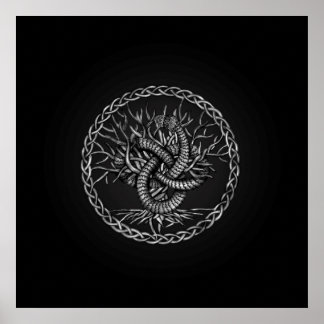 Ouroboros Celtic Knot med Livets träd Poster