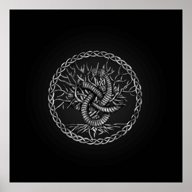 Ouroboros Celtic Knot med Livets träd Poster (Framsidan)