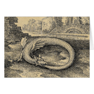 Ouroboros Dragon Biting it's Own Svan Hälsningskort
