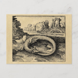 Ouroboros Drak som bits sitt svans Sepia Vykort