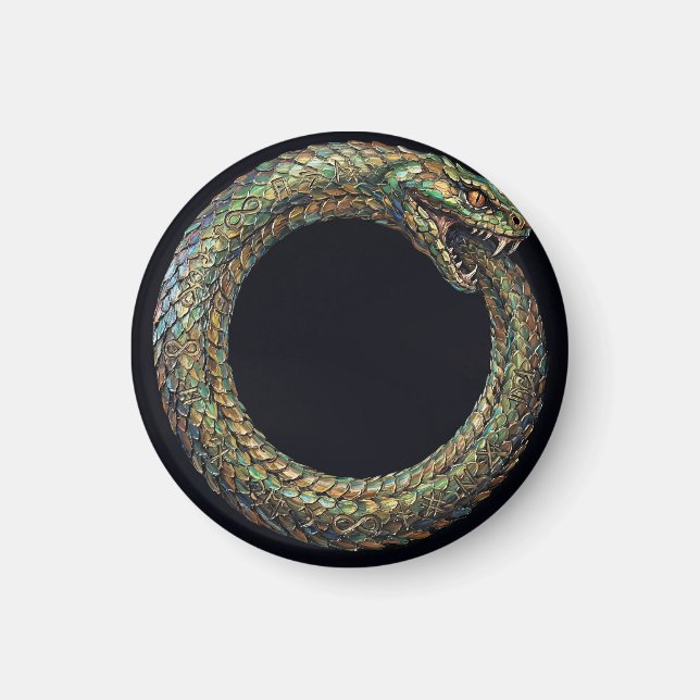 Ouroboros — Gammal Orm Symbol Runic Affisch Magnet (Framsidan)