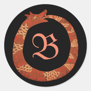 Ouroboros monogram runt klistermärke