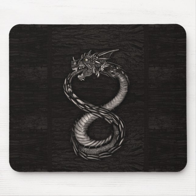 Ouroboros oändlighetsdrake på skällstruktur musmatta (Framsidan)
