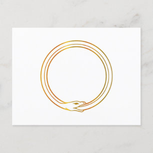 Ouroboros orm gyllene själv matande orm symbol inbjudan vykort