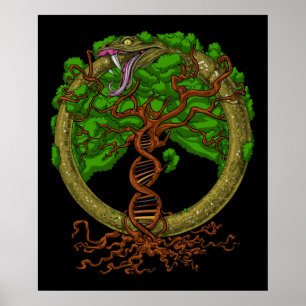 Ouroboros Snake Livets träd Poster