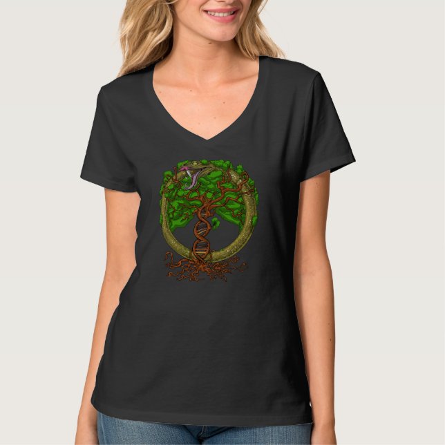 Ouroboros Snake Livets träd T Shirt (Framsida)
