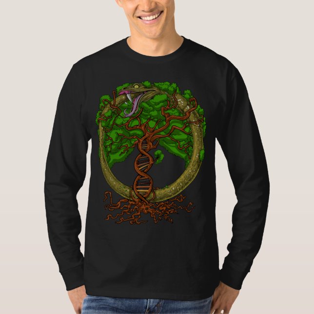 Ouroboros Snake Livets träd T Shirt (Framsida)