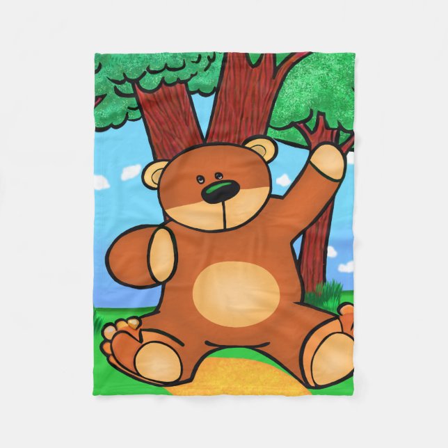 Ours dans la prairie - Bear in grassland Fleecefilt (Framsidan)