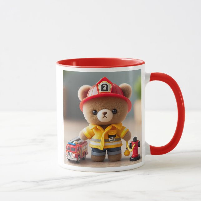 Ours en peluche pompier professionnel. mugg (Höger)