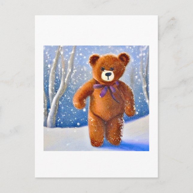 Ourson dans la neige vykort (Framsida)