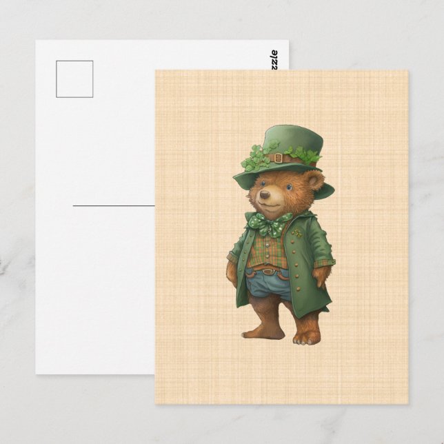 Ourson Saint Patrick - Costume irlandais vert Vykort (Fram/baksida)