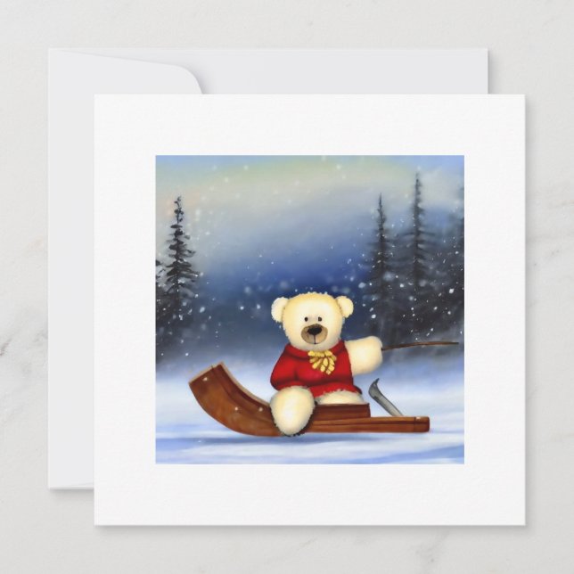 Ourson sur une luge dans la neige (Framsida)