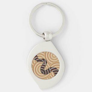 Oursprunglig snake-målning swirl silverfärgad nyckelring