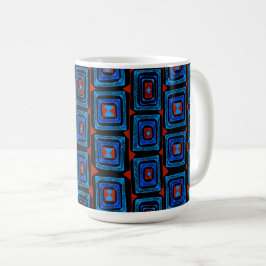Oursprungliga fyrkanter - Röd turkos Blue Kaffemugg