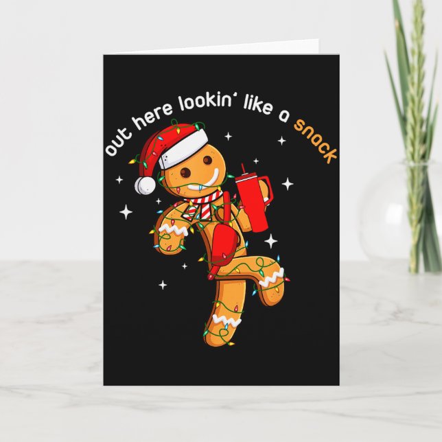 Out Here Looking Like A Snack Funny Xmas Light Gin Kort (Framsida)