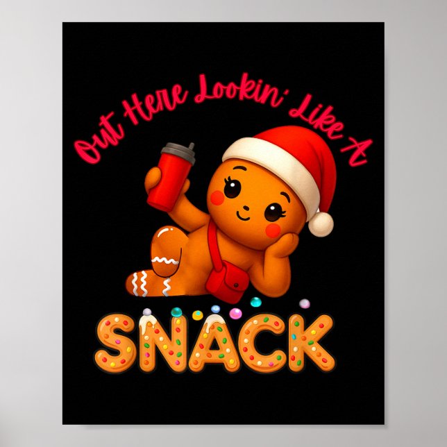 Out Here Looking Like A Snack Funny Xmas Light Gin Poster (Framsidan)