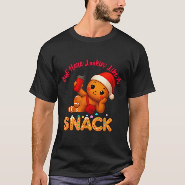 Out Here Looking Like A Snack Funny Xmas Light Gin T Shirt (Framsida)