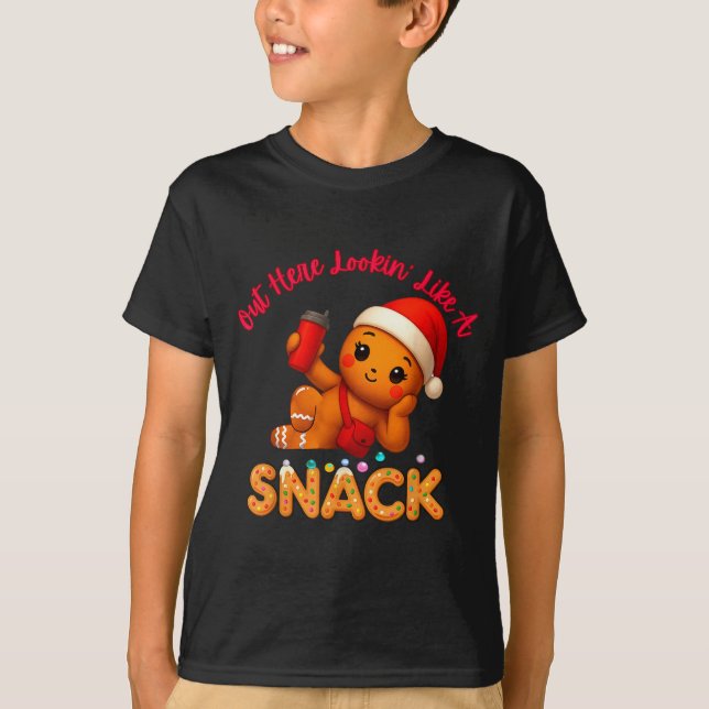 Out Here Looking Like A Snack Funny Xmas Light Gin T Shirt (Framsida)