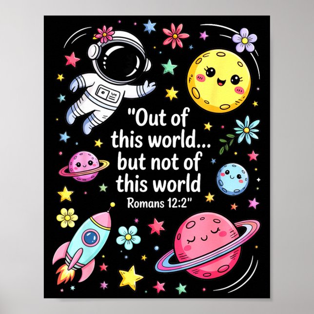 Out Of This World Spaceship Planet Galaxy Christia Poster (Framsidan)