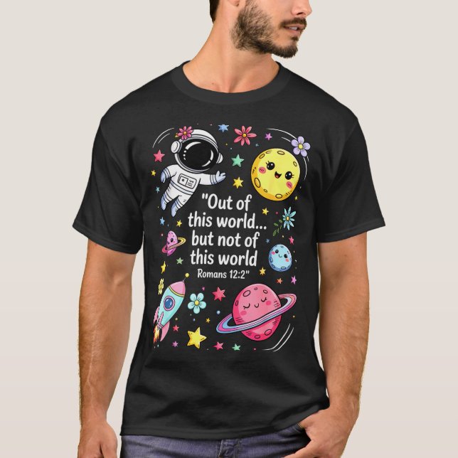 Out Of This World Spaceship Planet Galaxy Christia T Shirt (Framsida)
