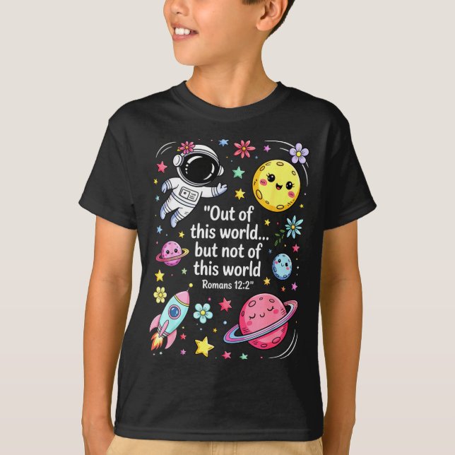 Out Of This World Spaceship Planet Galaxy Christia T Shirt (Framsida)