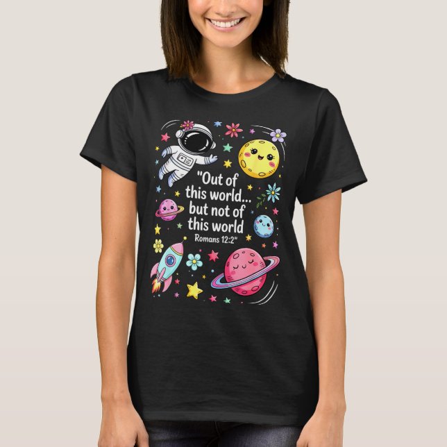 Out Of This World Spaceship Planet Galaxy Christia T Shirt (Framsida)