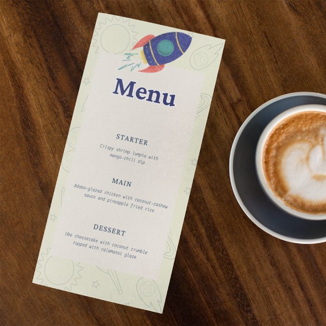 Out to space Birthday Party Meny (Skapare uppladdad)