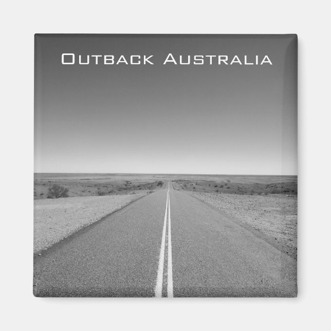 Outback Australia Road in Black and White - Magnet (Framsidan)