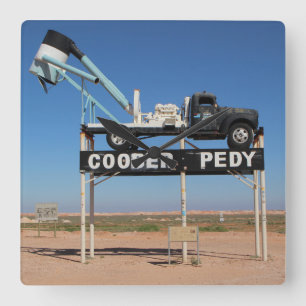 Outback Coober Pedy Customical Souvenir Fyrkantig Klocka