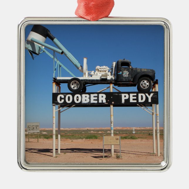 Outback Coober Pedy Customical Souvenir Julgransprydnad Metall (Framsidan)