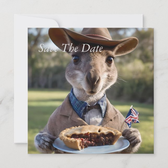 "Outback Delight: A Kangaroo Eats Aussie Kött Paj Spara Datumet (Framsida)