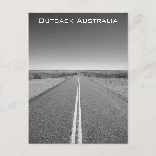 Outback Road Australia, Black and White - vykort (Framsida)