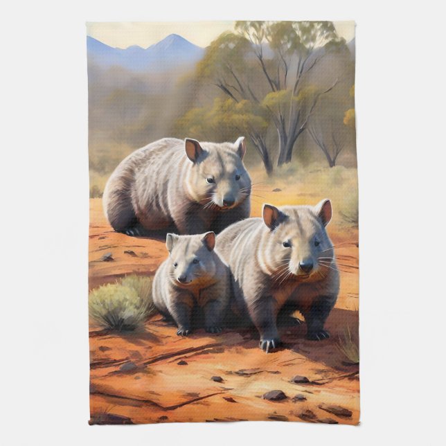 Outback Trio: Wombat Wanderers Kökshandduk (Vertikal)