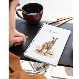 Outback Wanderer: Watercolor Kangaroo anpassningsb Anteckningsbok
