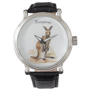 Outback Wanderer: Watercolor Kangaroo anpassningsb Armbandsur