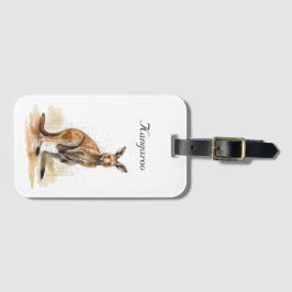 Outback Wanderer: Watercolor Kangaroo anpassningsb Bagagebricka
