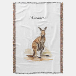 Outback Wanderer: Watercolor Kangaroo anpassningsb Filt