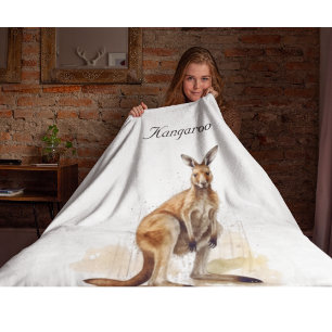 Outback Wanderer: Watercolor Kangaroo anpassningsb Fleecefilt