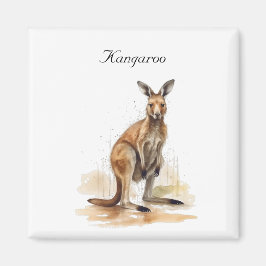 Outback Wanderer: Watercolor Kangaroo anpassningsb Magnet