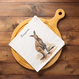 Outback Wanderer: Watercolor Kangaroo anpassningsb Pappersservett